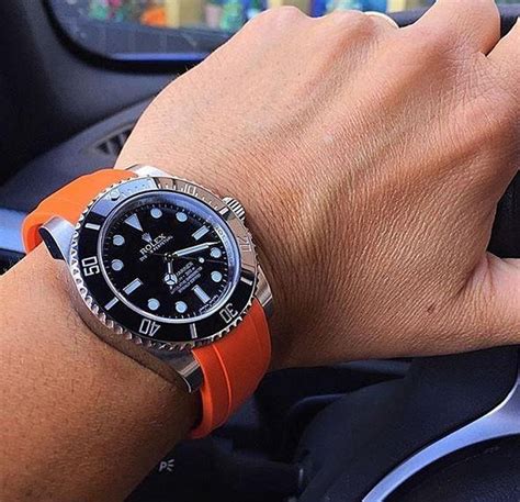 rolex orange leather strap|rolex rubber strap replacement.